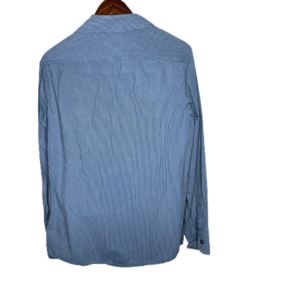 5/$25 Dockers Men's Button Down 100% Cotton Blue Striped Dress Shirt Size Medium - Picture 3 of 4